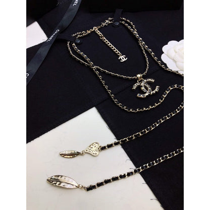 18K  Chanel Long Leather Necklace