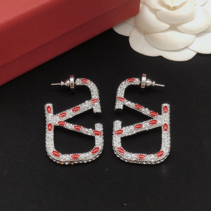18K Valentino Red Crystal Earrings
