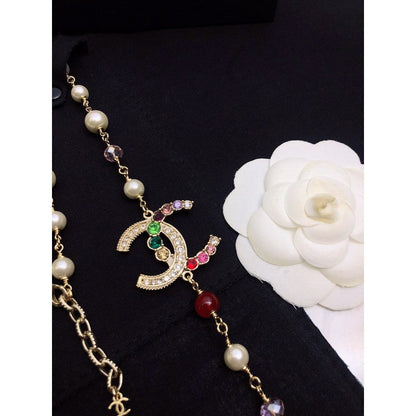 18K  Chanel Color Long Pearl Necklace