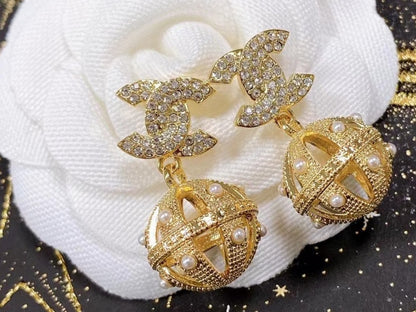 18K  Chanel Ball Drop Earrings