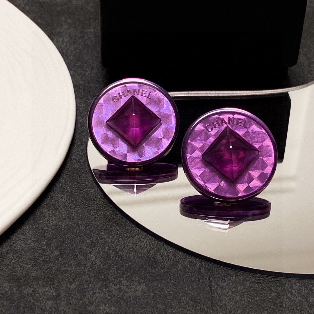 18K Vintage  Chanel Purple Earrings