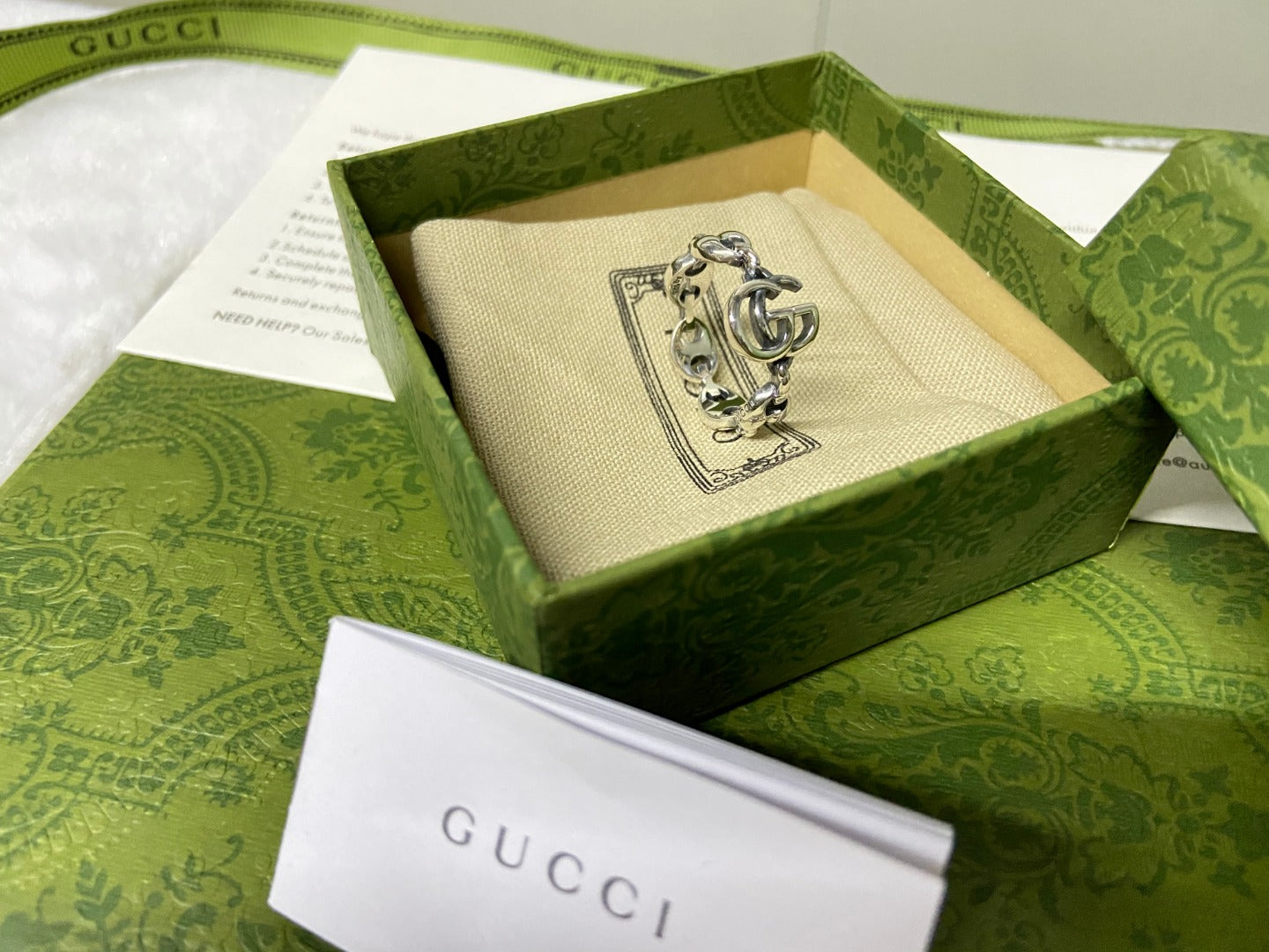 Double Gucci Interlocking Gucci Chain Ring