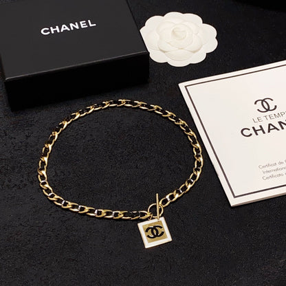 18K  Chanel Leather Choker Necklace