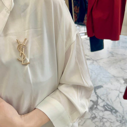 18K YSL Stripe Gold Brooch