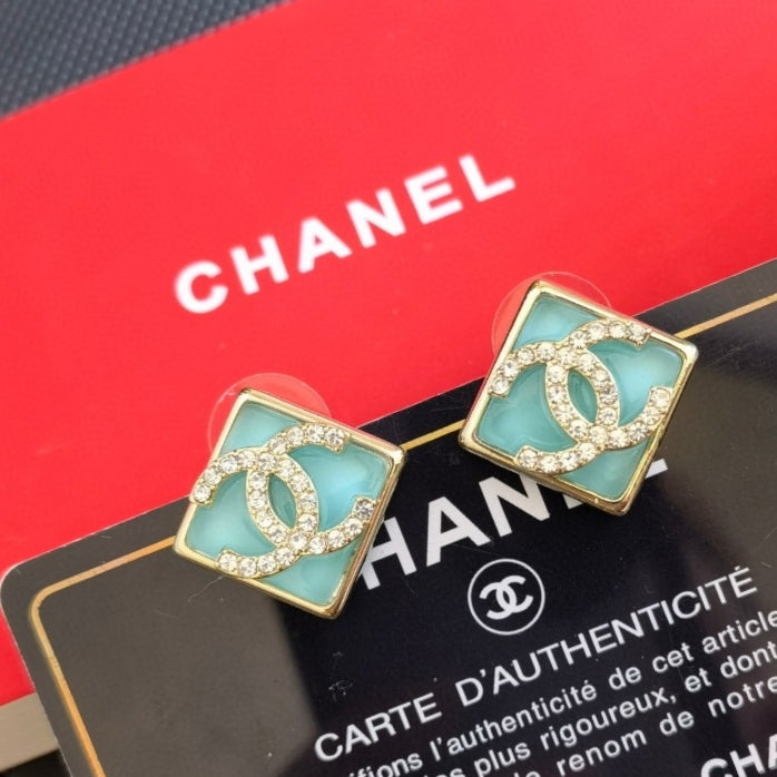 18K  Chanel Blue Resin Earrings