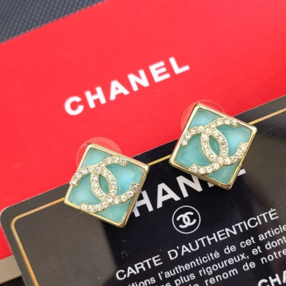 18K  Chanel Blue Resin Earrings