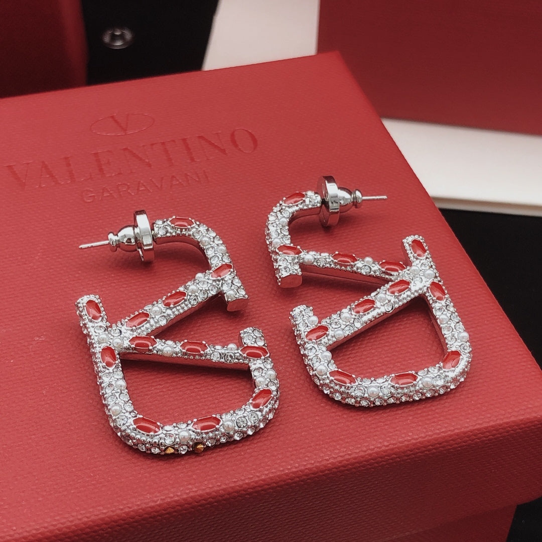 18K Valentino Red Crystal Earrings