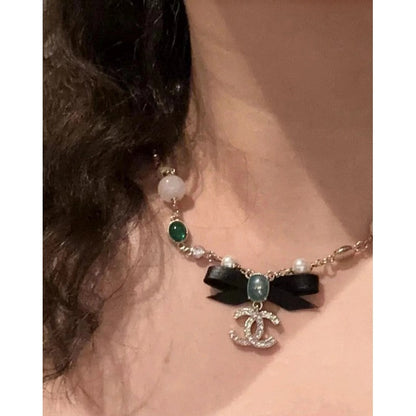 18K  Chanel Crystal Bow Necklace