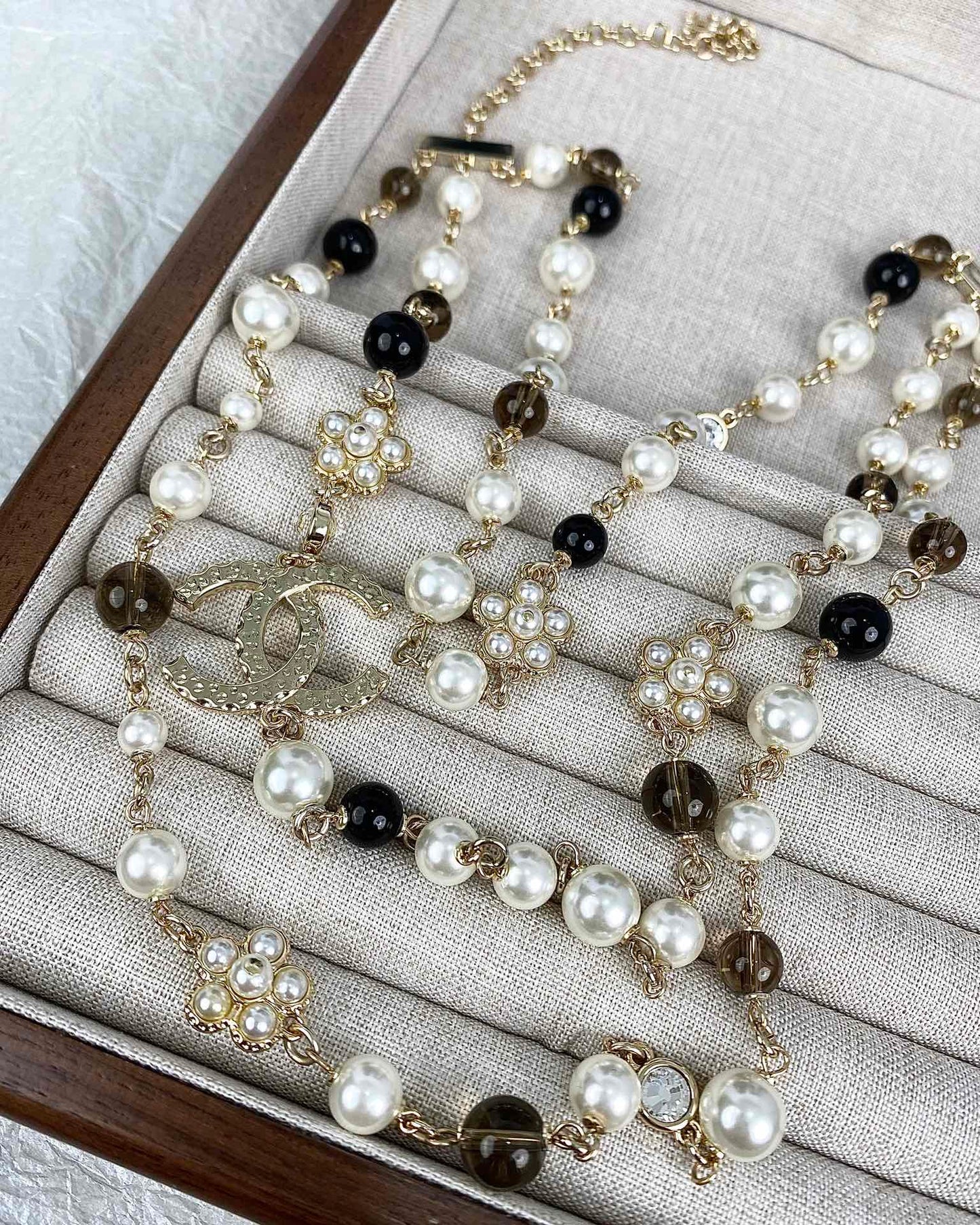 18K  Chanel 24B Long Pearls Necklace