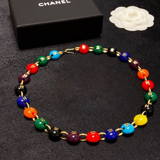 18K  Chanel Color Beads Necklace