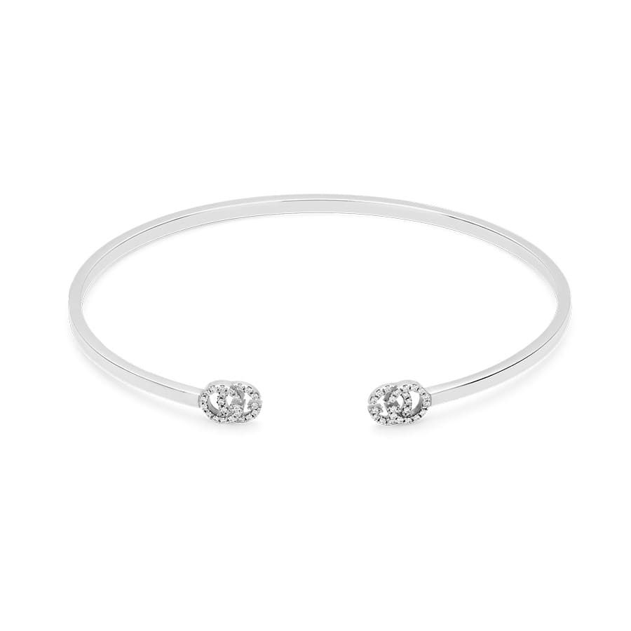 18K Double Gucci Running Diamond Cuff Bracelet